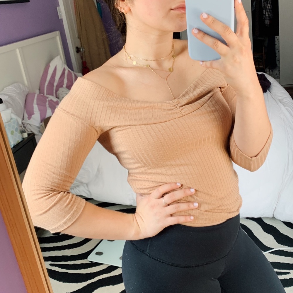 Zara beige off the shoulder top